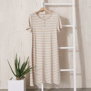 Home service women's spring summer new striped knitted comfortable home ladies skirt dress comfortable pajamas