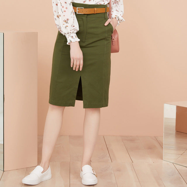 Skirt women new Spring summer trend fashion personality front split skirt High Waist Mid Skirt for office lady