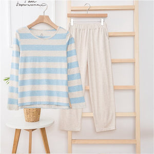 Women pajamas set Women Pyjamas Striped Female Warm Autumn Pajama Set Long Sleeve Comfortable Trousers Two Piece 201