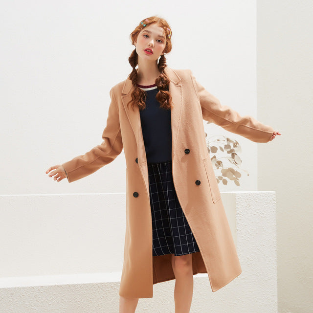 Women Woolen Coat outerwear winter clothing Office Lady Coat fashion Warm Slim Elegant coat 739525