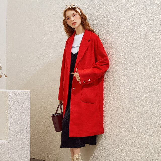 Women's Woolen Coat outerwear autumn and winter fashion warm woolen blends female fashion elegant office coat