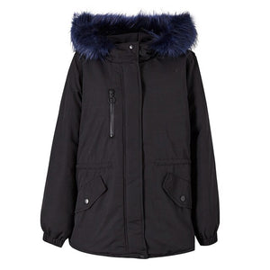 Women's fashion Thicke Warm Fur collar Hooded Parka Winter Warm Snow Female Windproof Padded Coat