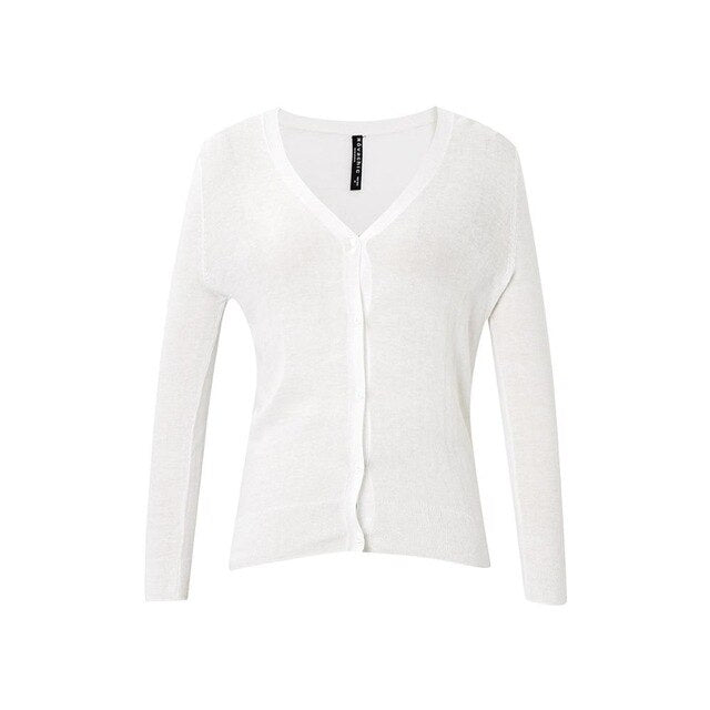 Knitted Cardigan sweater Women  Summer Simple Solid Bottom Light Thin Clothing Fashion Cardigan for Female