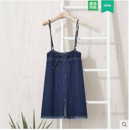 Denim Skirt  Women High Waist Sling Skirt Strap Skirts Hole Sweet Girls skirt  Summer New Arrivals