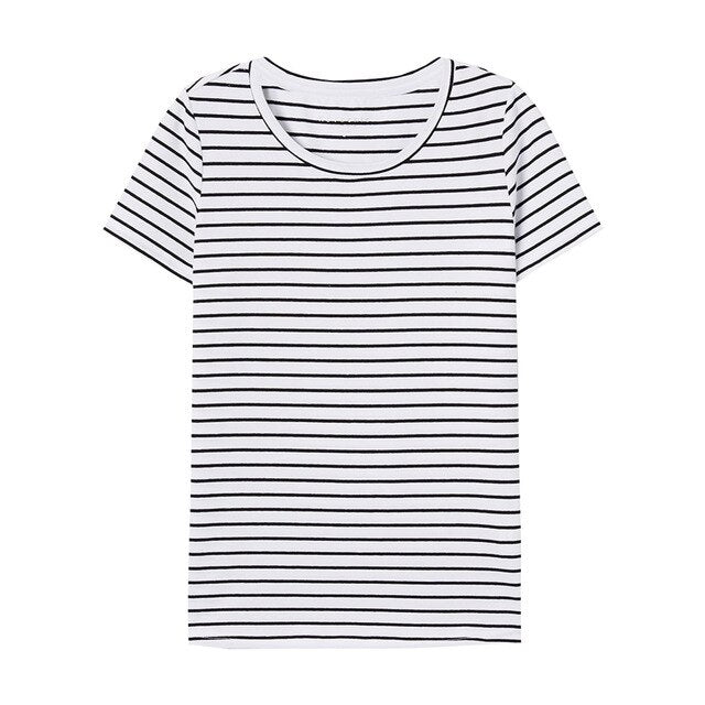 Girls T-shirt for Women Striped Short-Sleeved Summer New Cotton All-match O-neck Short Sleeve T-shirt  Female