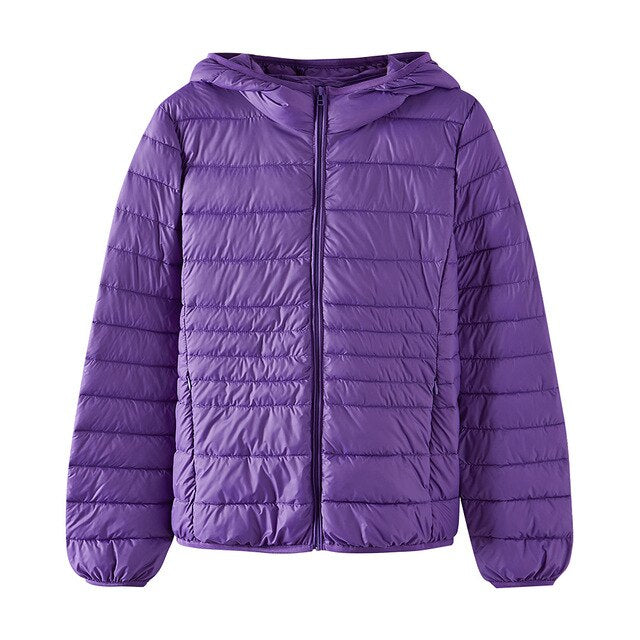 New Winter Women's Cotton Coat Padded Slim Hooded Female Outwear Warm Super light Padded Clothing student