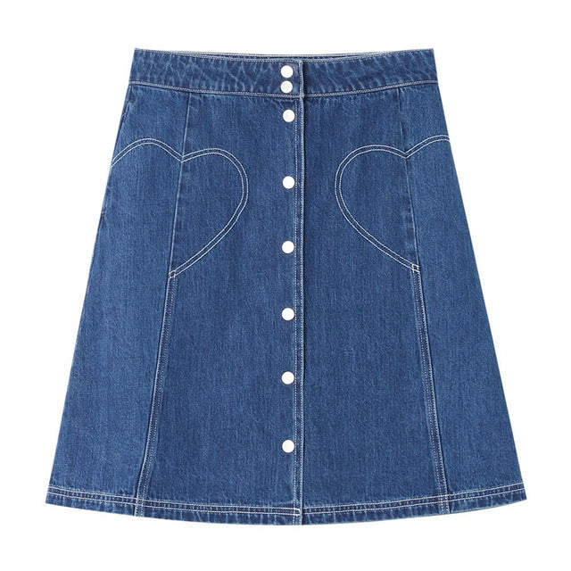 Denim Skirt High Waist A-line Mini Skirts Women Button Poke Male skirt Summer New Arrivals Wholesale