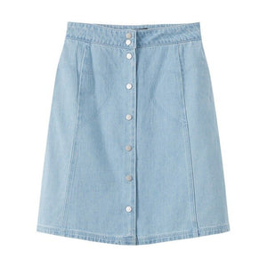 Denim Skirt High Waist A-line Mini Skirts Women Button Poke Male skirt Summer New Arrivals Wholesale