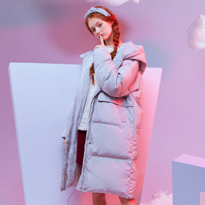 New Long Warm Down Coats Over the knee Women Winter Warm 80% Gray Duck Down Hooded Female Coat Winter trend Outwear