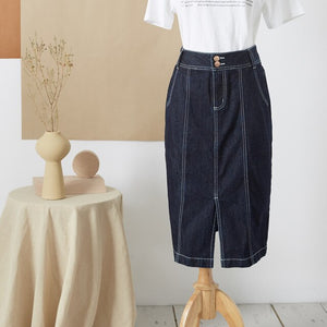 Mid-length Denim Skirt 2020 New Fashion Spring Knee-Length Women High Waist Elegant Casual Skirt