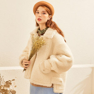 Thicke Warm Sweet Fur Winter  Warm Snow Casual Cute temperament short slim Padded Coat Female