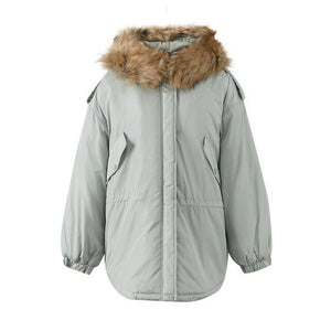 Winter Colorful Fur collar Hooded Padded Women's section Warm Snow Female Windproof Padded Coat