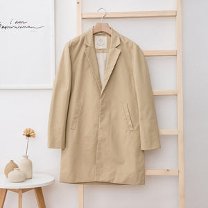 Men Spring New Casual Long Jacket Trench Coats Men Fashion Handsome Solid Color Suit style Windbreaker