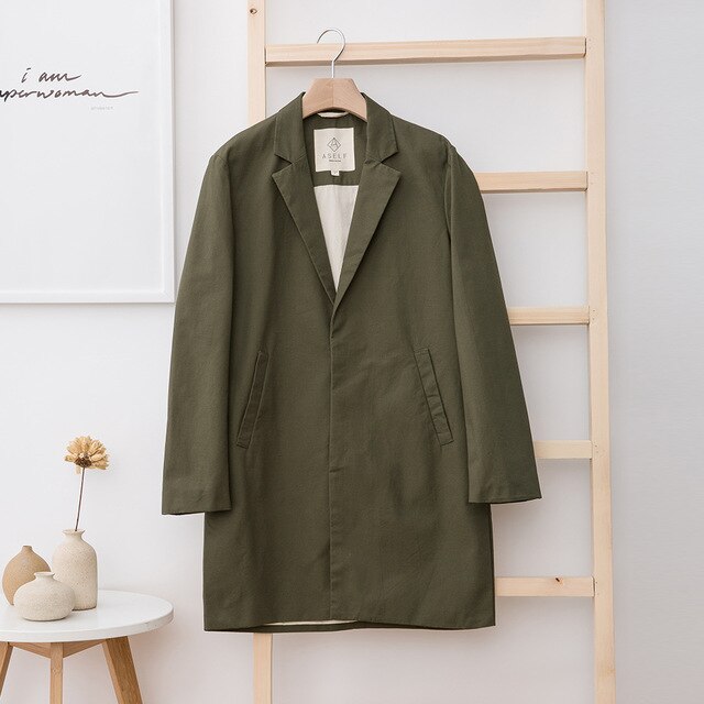 Men Spring New Casual Long Jacket Trench Coats Men Fashion Handsome Solid Color Suit style Windbreaker