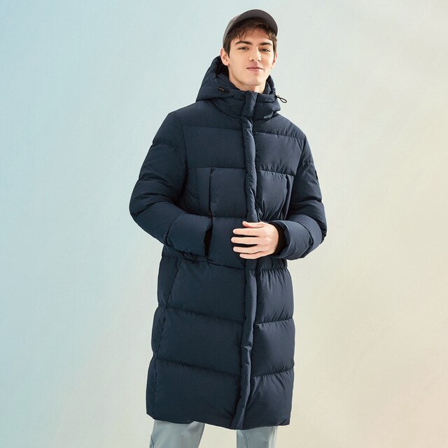 New Winter Down Men Business Long Thick Winter Down Coat Men Solid Fashion Outerwear Warm Windproof Coat