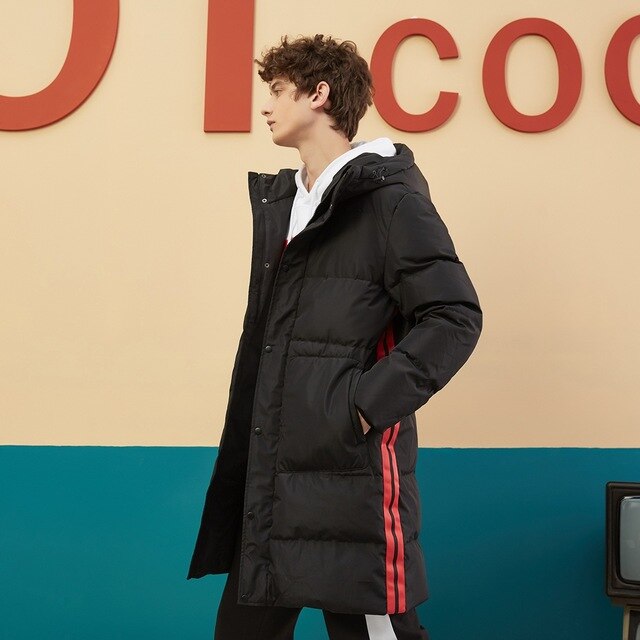 New Down Winter Jackets Long Thick Winter Down Coat Men Solid Colour Fashion Overcoat Outerwear Warm 229409