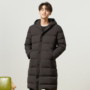 New Down Winter Jackets Long Thick Winter Down Coat Men Solid Colour Fashion Overcoat Outerwear Warm 229323