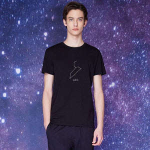 Men Summer T-Shirt Short Constellation Pattern Sleeve