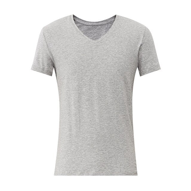 Men's T-shirt Solid Color Cotton Base T-Shirt Summer New V-Neck Korean Version Student Short Sleeve T-shirt