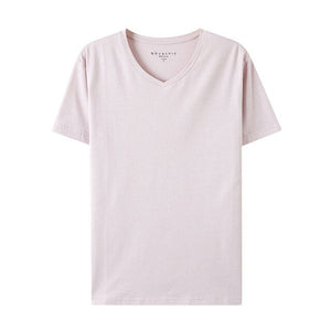 Men's T-shirt Solid Color Cotton Shirt Summer T-Shirt Simple Slim V-Neck Knit Youth футболка мужская