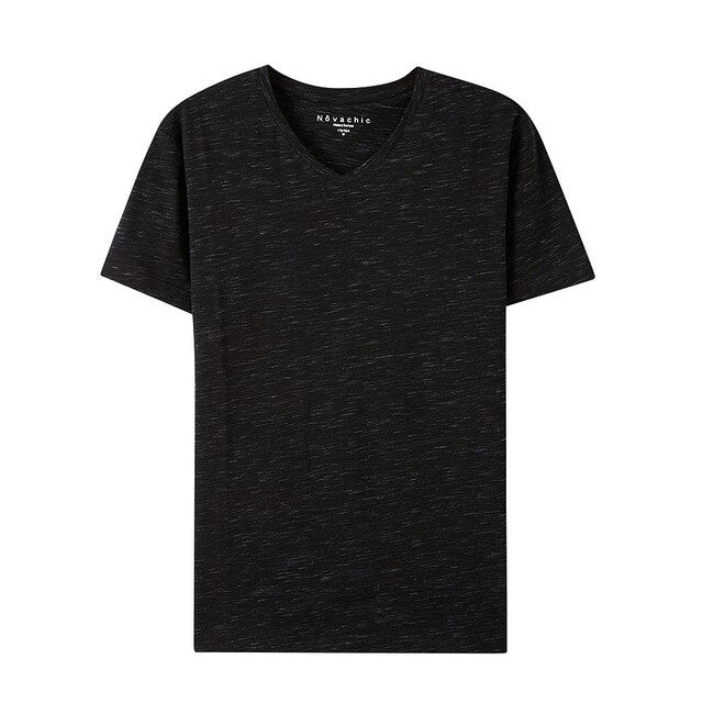 Men's T-shirt Solid Color Cotton Shirt Summer T-Shirt Simple Slim V-Neck Knit Youth футболка мужская