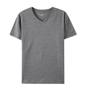 Men's T-shirt Solid Color Cotton Shirt Summer T-Shirt Simple Slim V-Neck Knit Youth футболка мужская