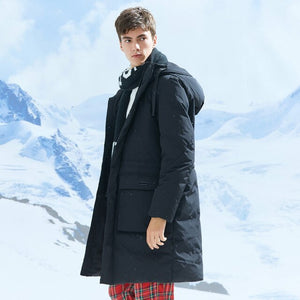 Long Down Winter Jackets Business Long Thick Winter Down Coat Men Solid Fashion Overcoat Outerwear Warm 229386