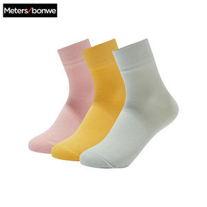 Metersbonwe Female Cotton Socks Candy Colours Knitting Mid Length Socks Women Spring Fall Girl Ladies Festival Gifts Accessories