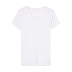 Metersbonwe Men's Basic Tees Summer Soft T shirts Men Short Sleeve Cotton Flexible T-shirt V-Neck Loose Basic Casual Tee