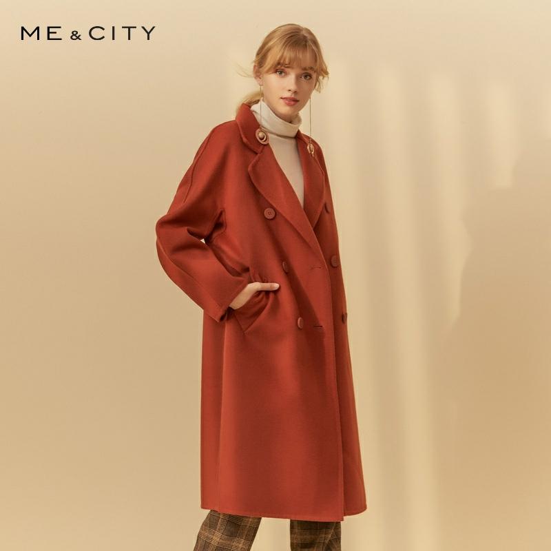 Me&city  Women Pure wool Coat outerwear winter clothing Office Lady Coat fashion Warm Slim Elegant coat