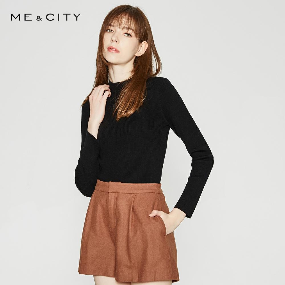 Me&city  Wool Knitted Sweater Women Pullovers Autumn Winter Basic Women Slim fit warm Sweaters