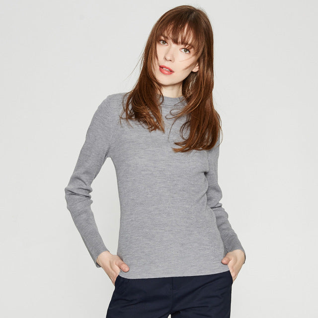 Me&city  Wool Knitted Sweater Women Pullovers Autumn Winter Basic Women Slim fit warm Sweaters